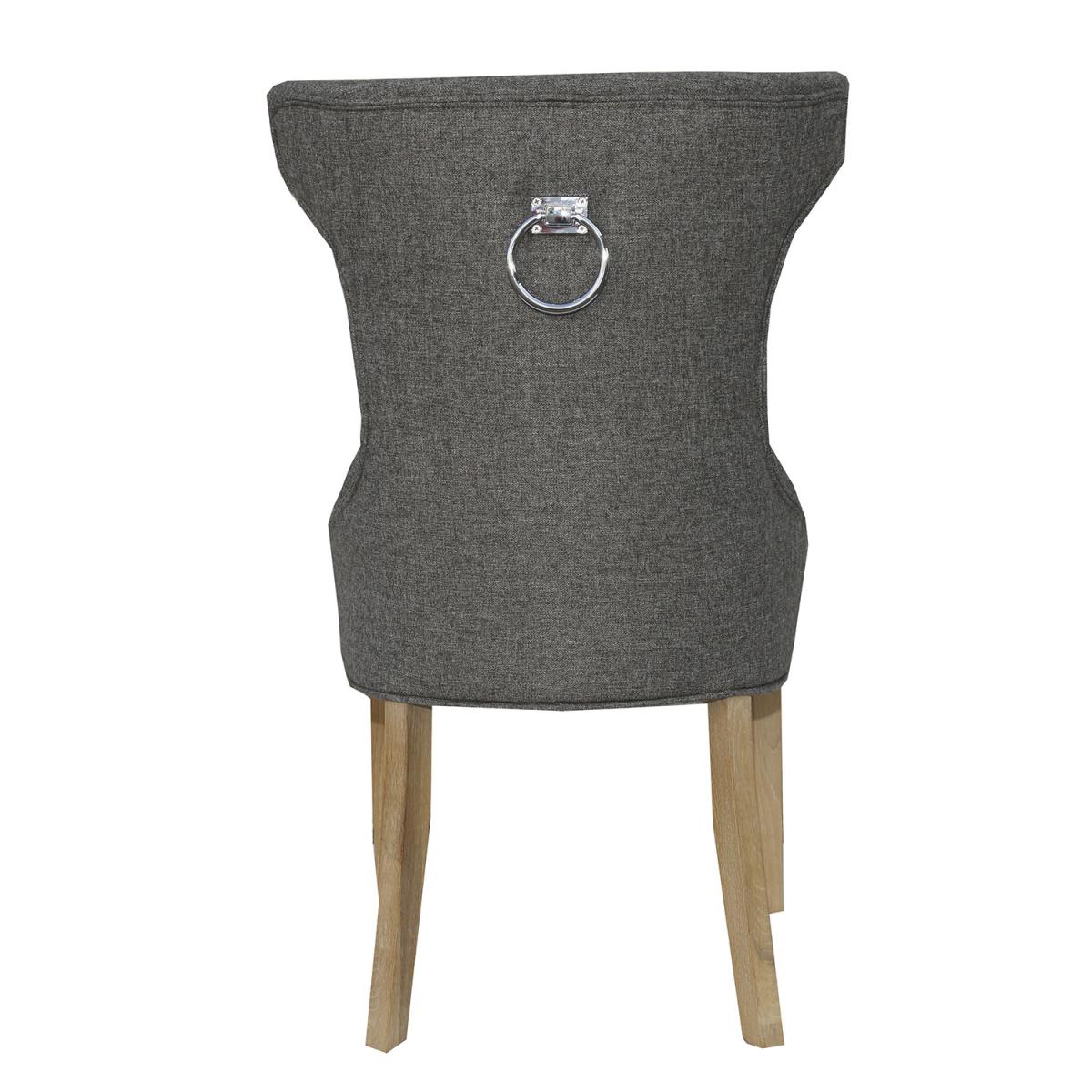 Pair of Winged Button Back Chairs with Metal Ring Dining Chair - Dark Grey – image 3