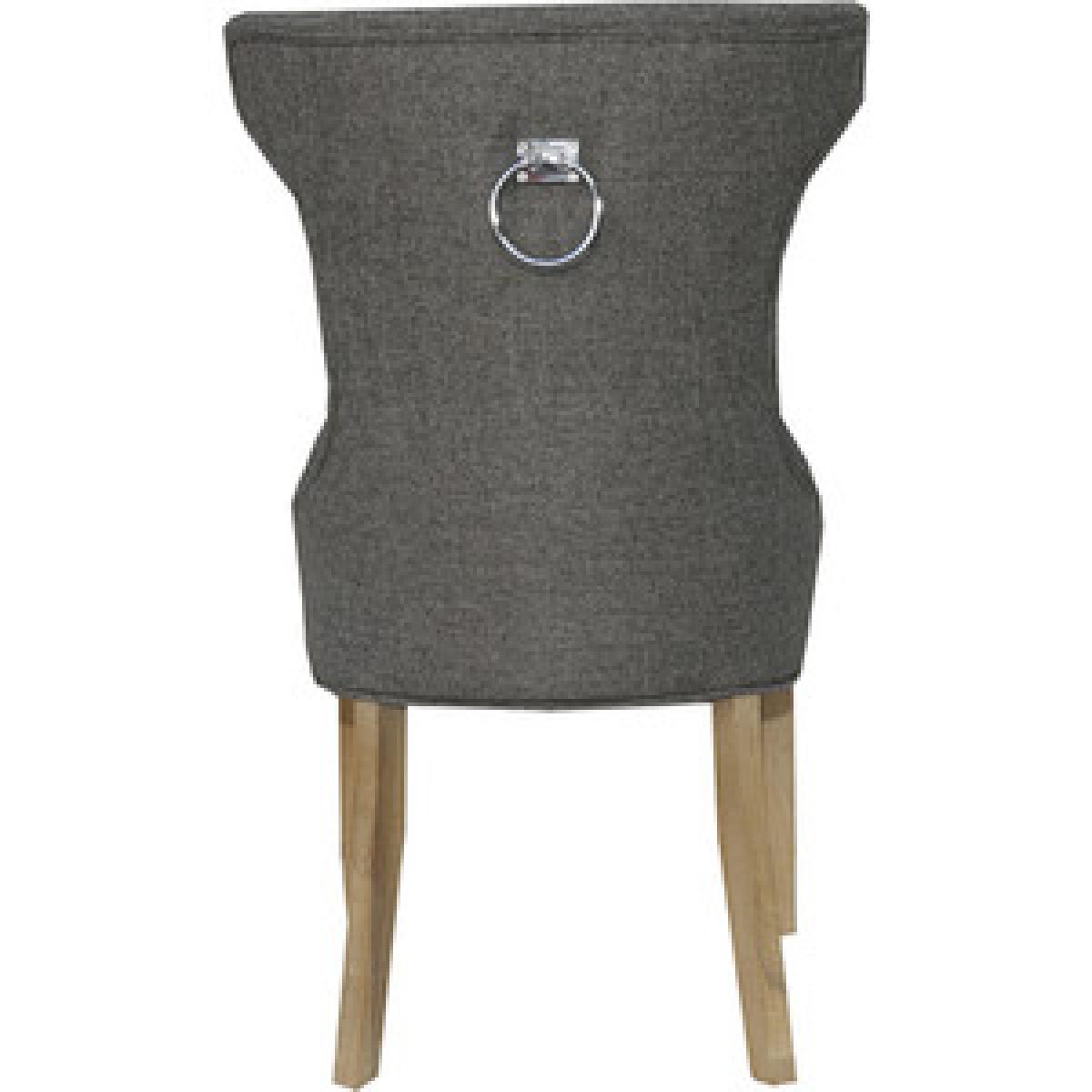 Pair of Winged Button Back Chairs with Metal Ring Dining Chair - Dark Grey – image 4