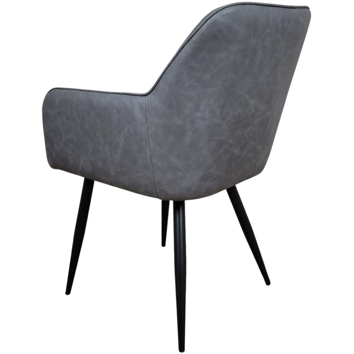 Pair of Industrial style Cambridge Grey Leather Dining Chairs - Grey – image 2