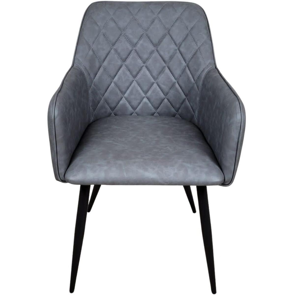 Pair of Industrial style Cambridge Grey Leather Dining Chairs - Grey – image 3