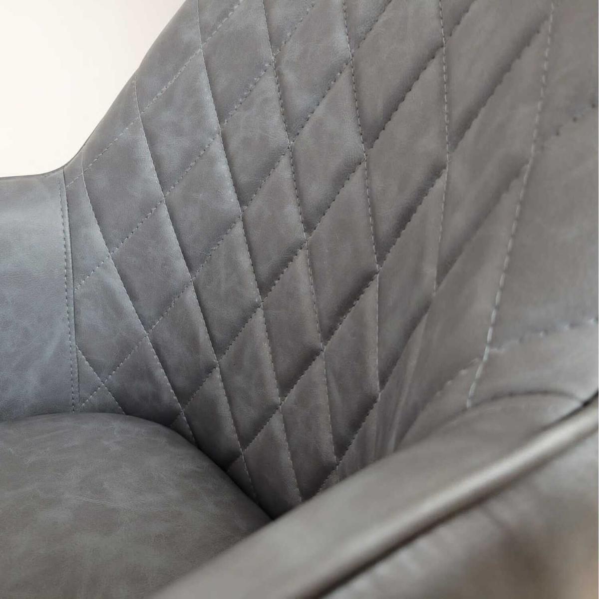 Pair of Industrial style Cambridge Grey Leather Dining Chairs - Grey – image 4