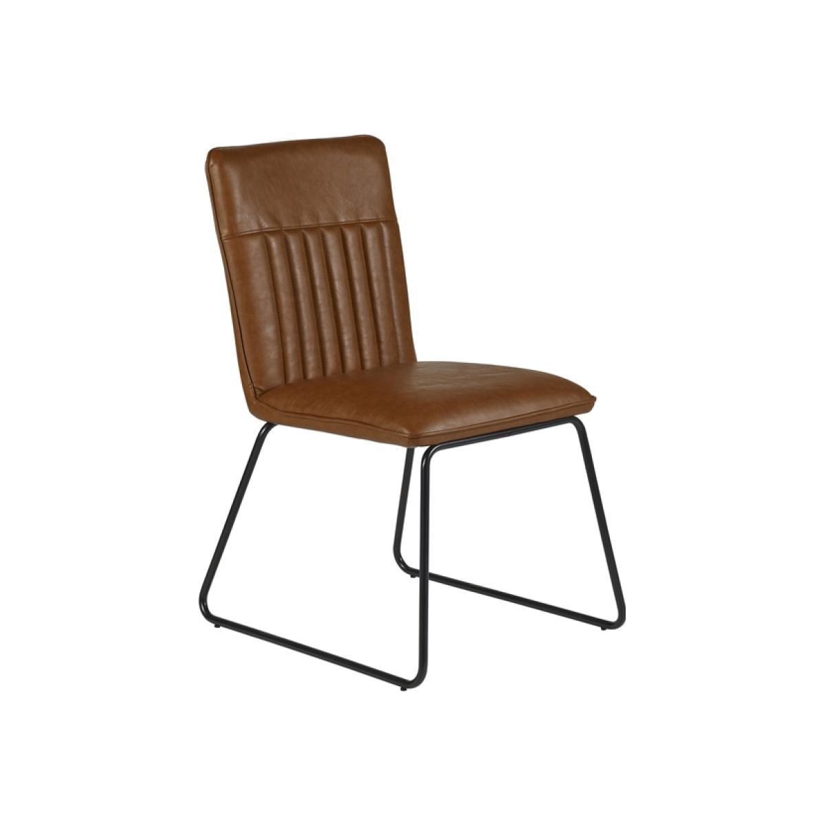 Natural Essential Leather Dining Chairs in Tan Colour - Set of 2 - Brown