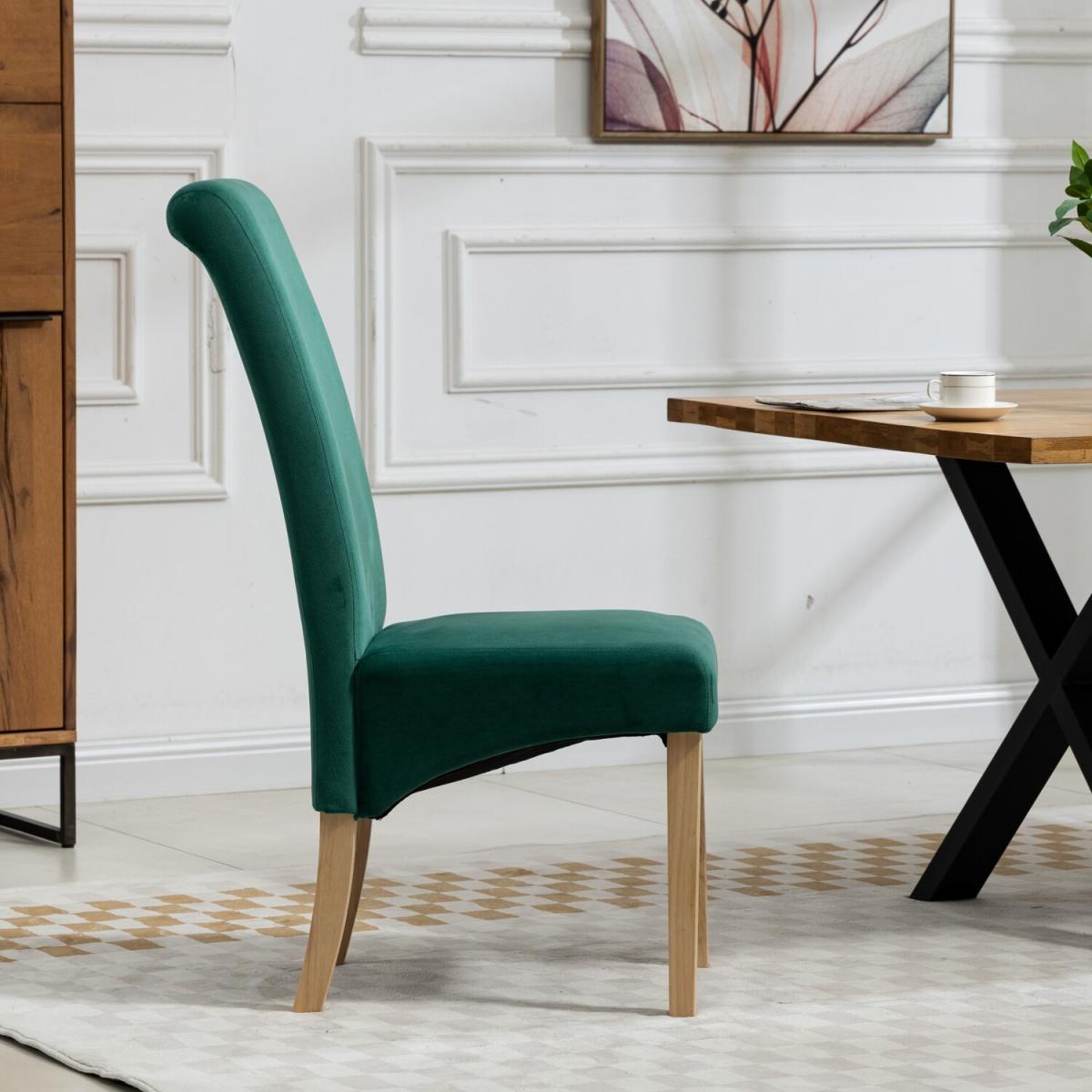 Set of 2 Rimini Velvet Fabric Dining Chairs - Green – image 3
