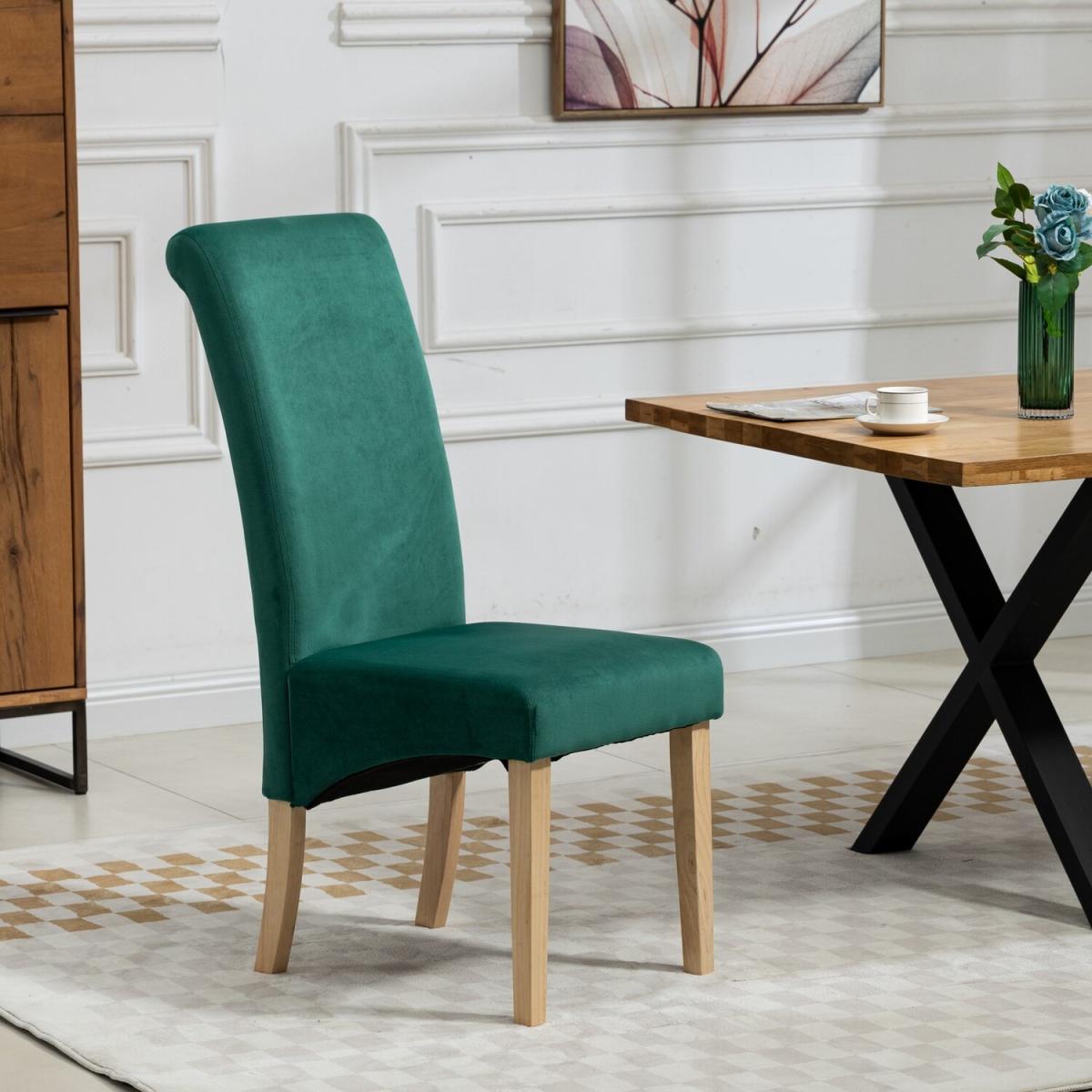 Set of 2 Rimini Velvet Fabric Dining Chairs - Green – image 4