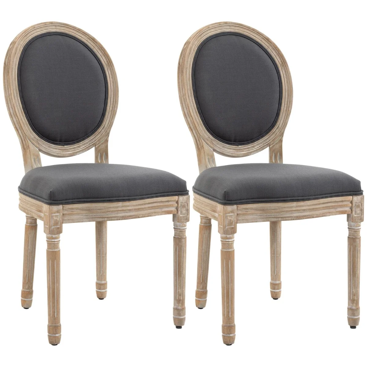 Brazzi Solid Wood Grey French-Style Dining Chairs Set of 2 – image 3