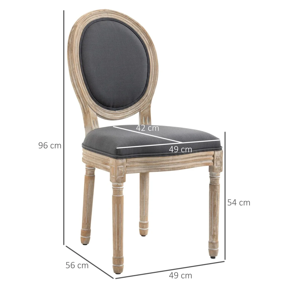 Brazzi Solid Wood Grey French-Style Dining Chairs Set of 2 – image 5