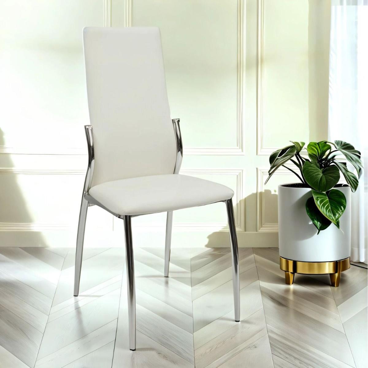 Nova Faux Leather Dining Chair With Chrome Legs And Sides - White / Faux Leather / Faux Leather Metal / 1