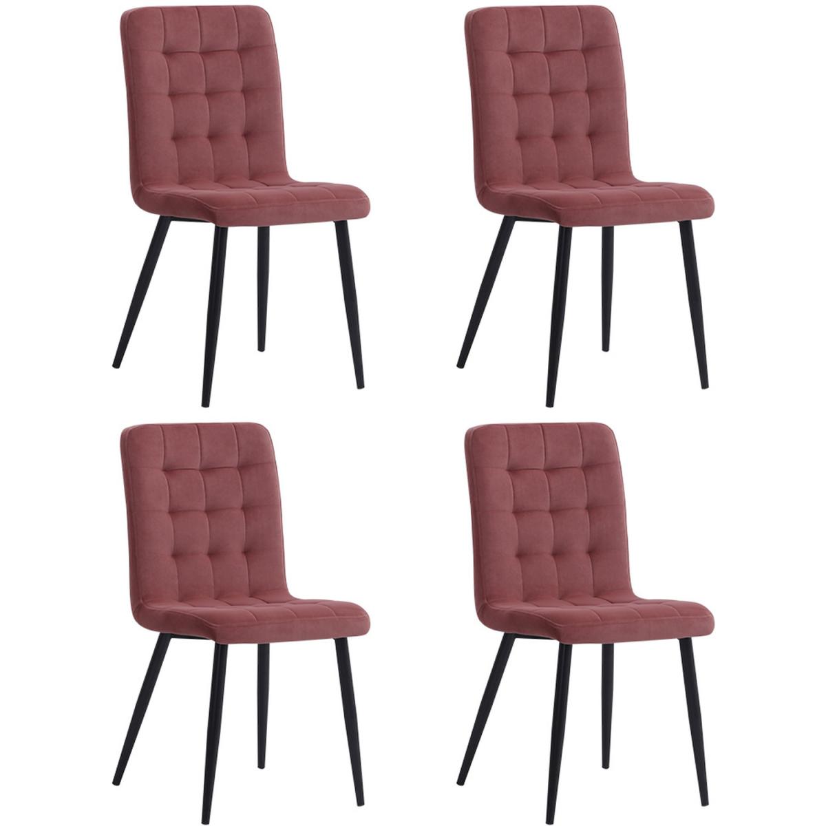 Stylish Velvet Dining Chair Set Of 4 - Pink – image 2