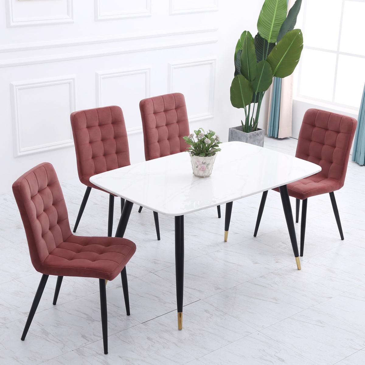 Stylish Velvet Dining Chair Set Of 4 - Pink – image 9