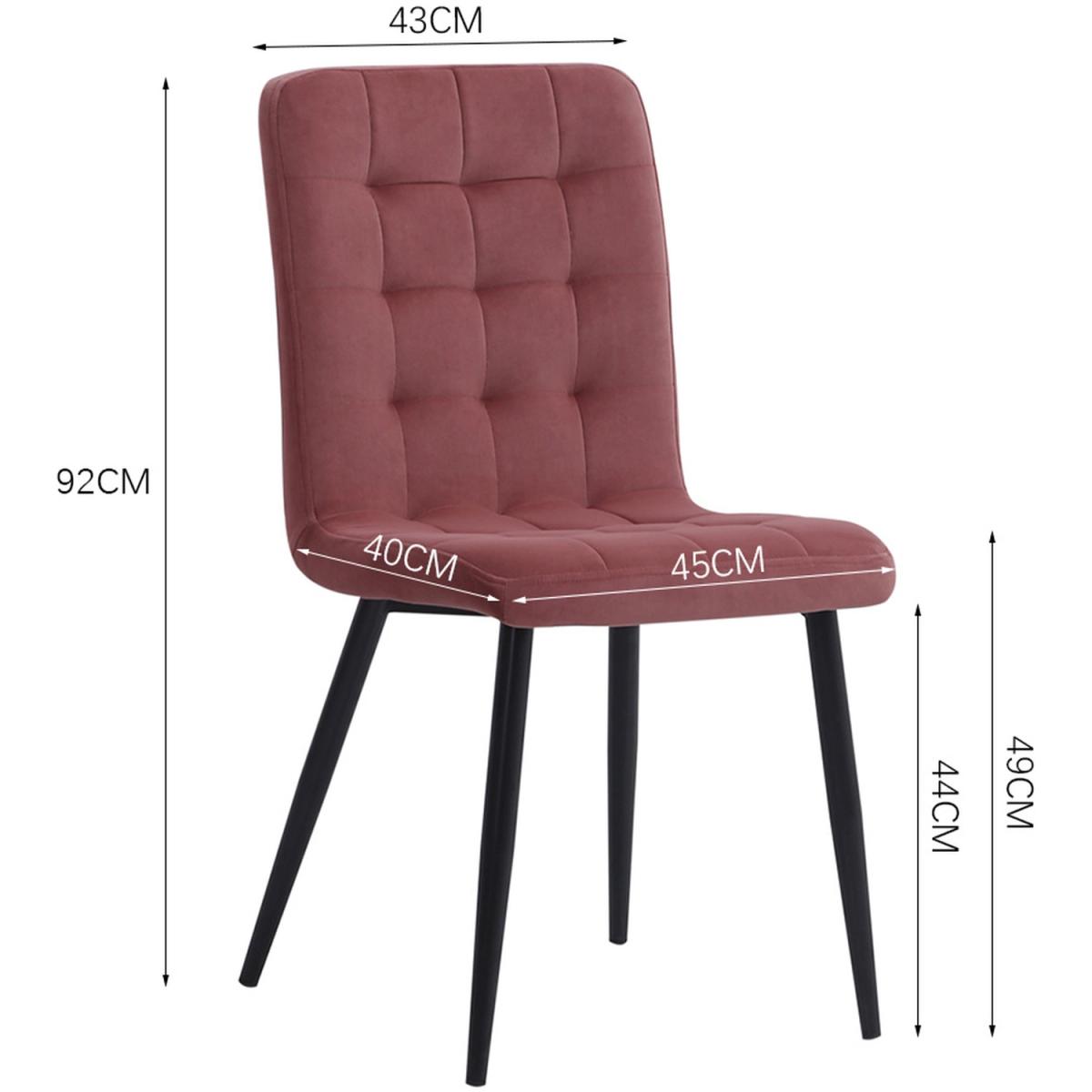 Stylish Velvet Dining Chair Set Of 4 - Pink – image 10