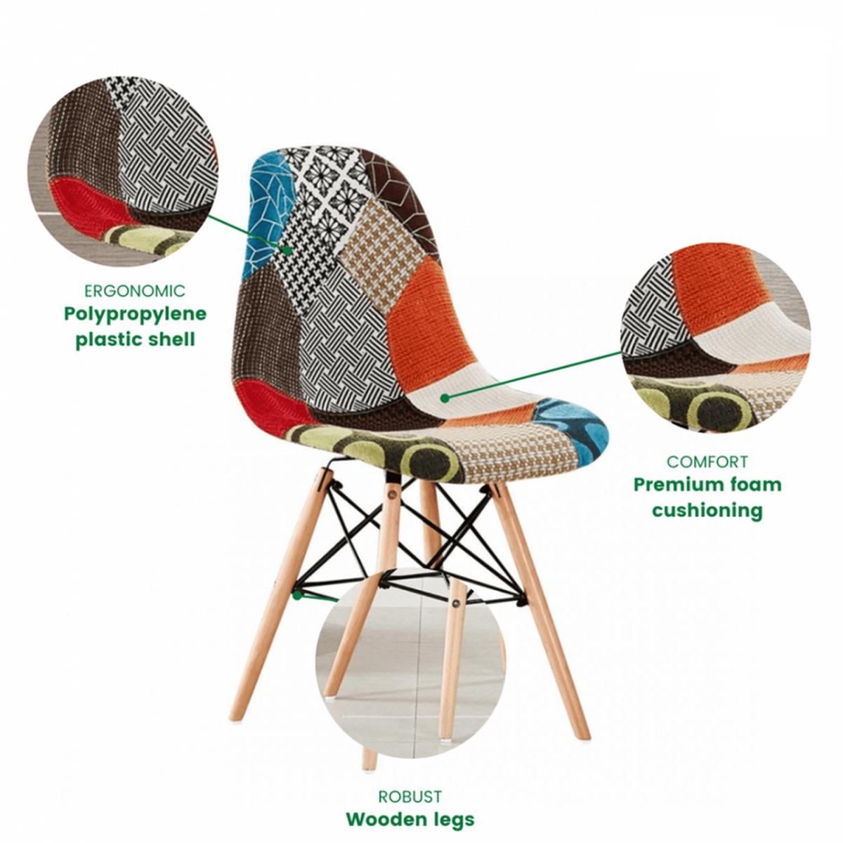 Moda Patchwork Eiffel Chair, Set of 4 - Multi-coloured – image 4