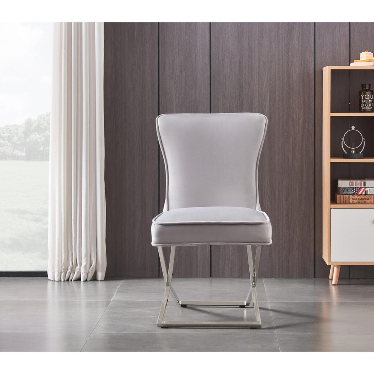 Trafalgar Lux Velvet Dining Chair Set of 4 - Light Grey – image 3
