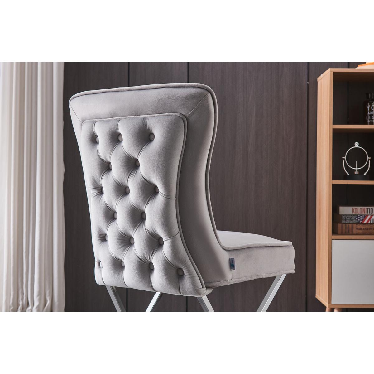 Trafalgar Lux Velvet Dining Chair Set of 4 - Light Grey – image 6