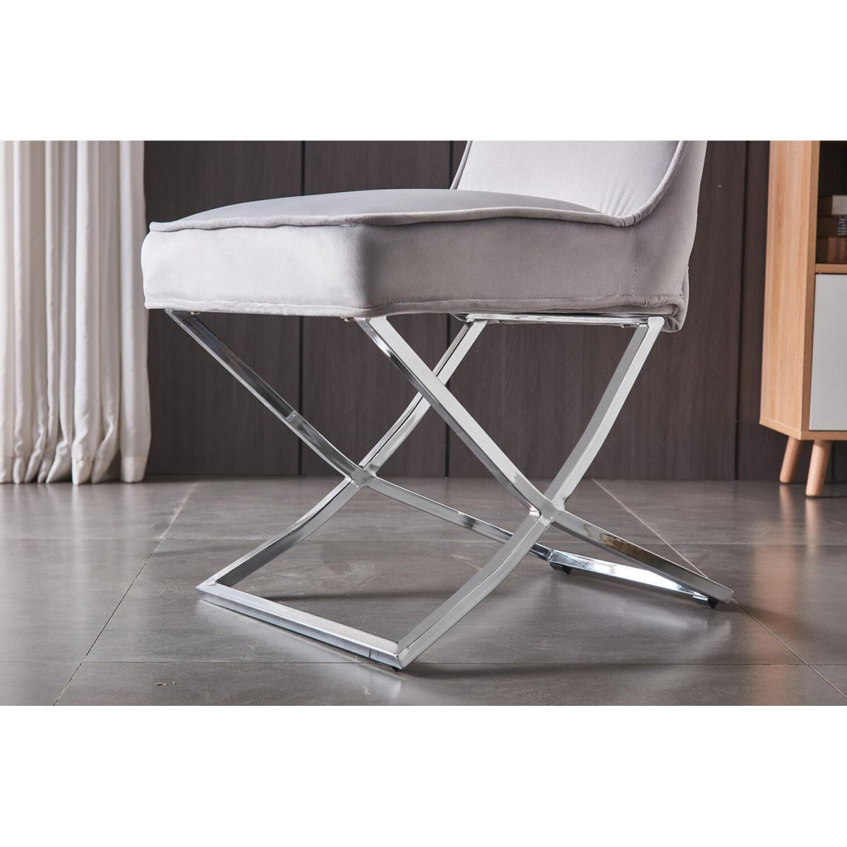 Trafalgar Lux Velvet Dining Chair Set of 4 - Light Grey – image 7