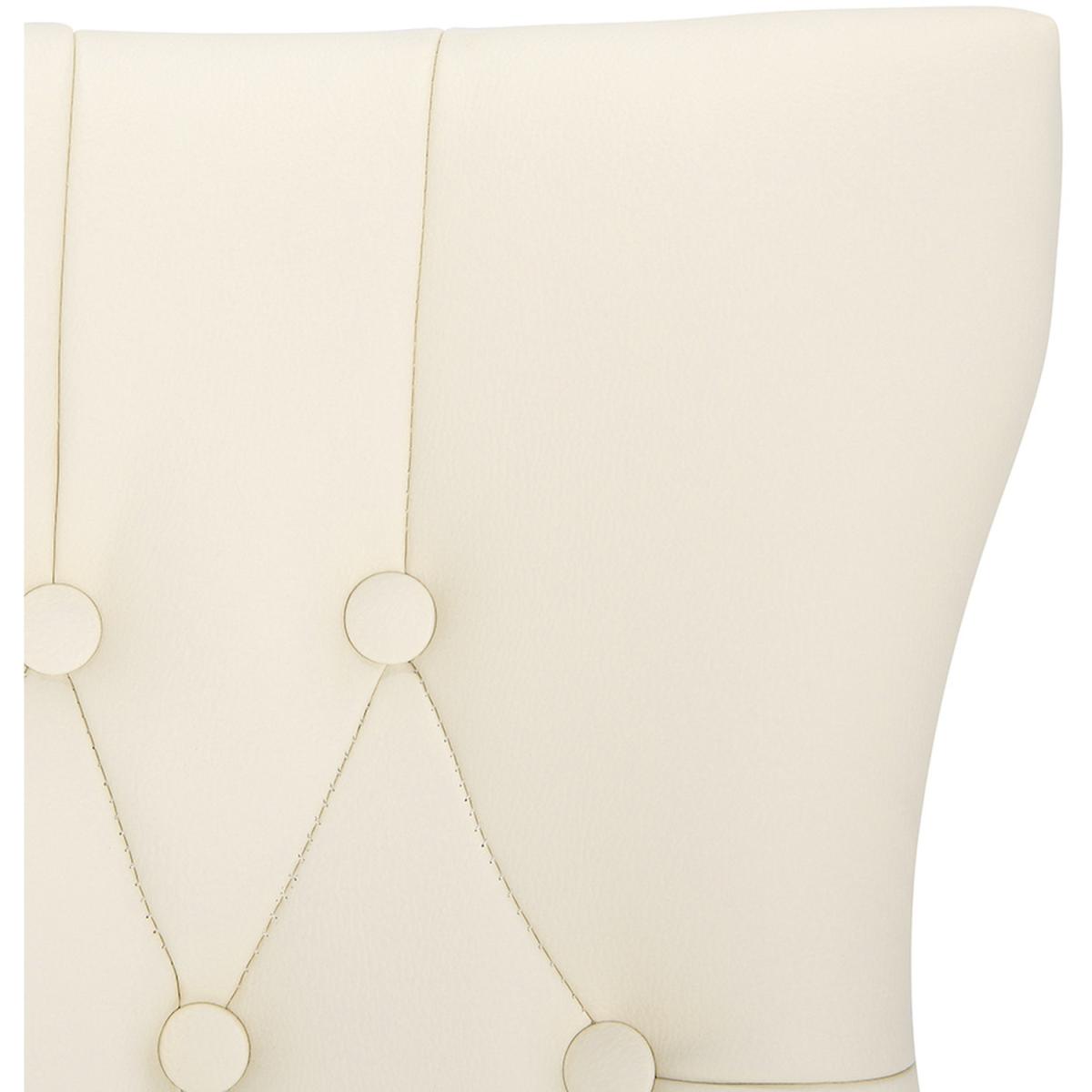2PCS Buttoned Accent Leather Side Dining Chairs - Beige White – image 4