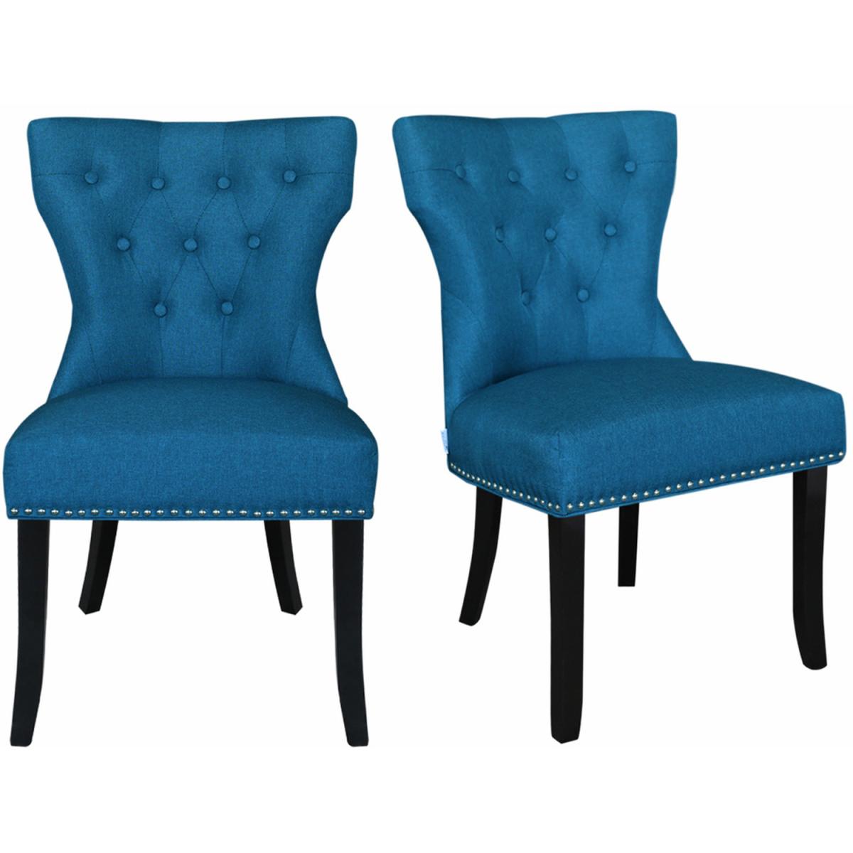 Blue Linen Dining Chair Set of 2 - Blue – image 6