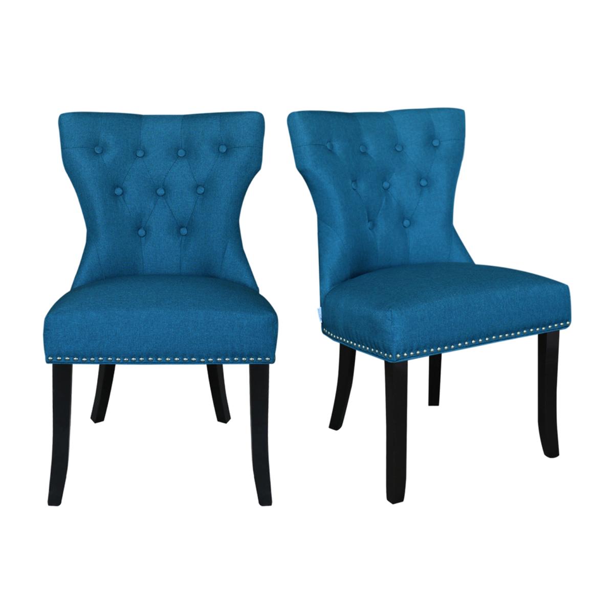 Blue Linen Dining Chair Set of 2 - Blue – image 1