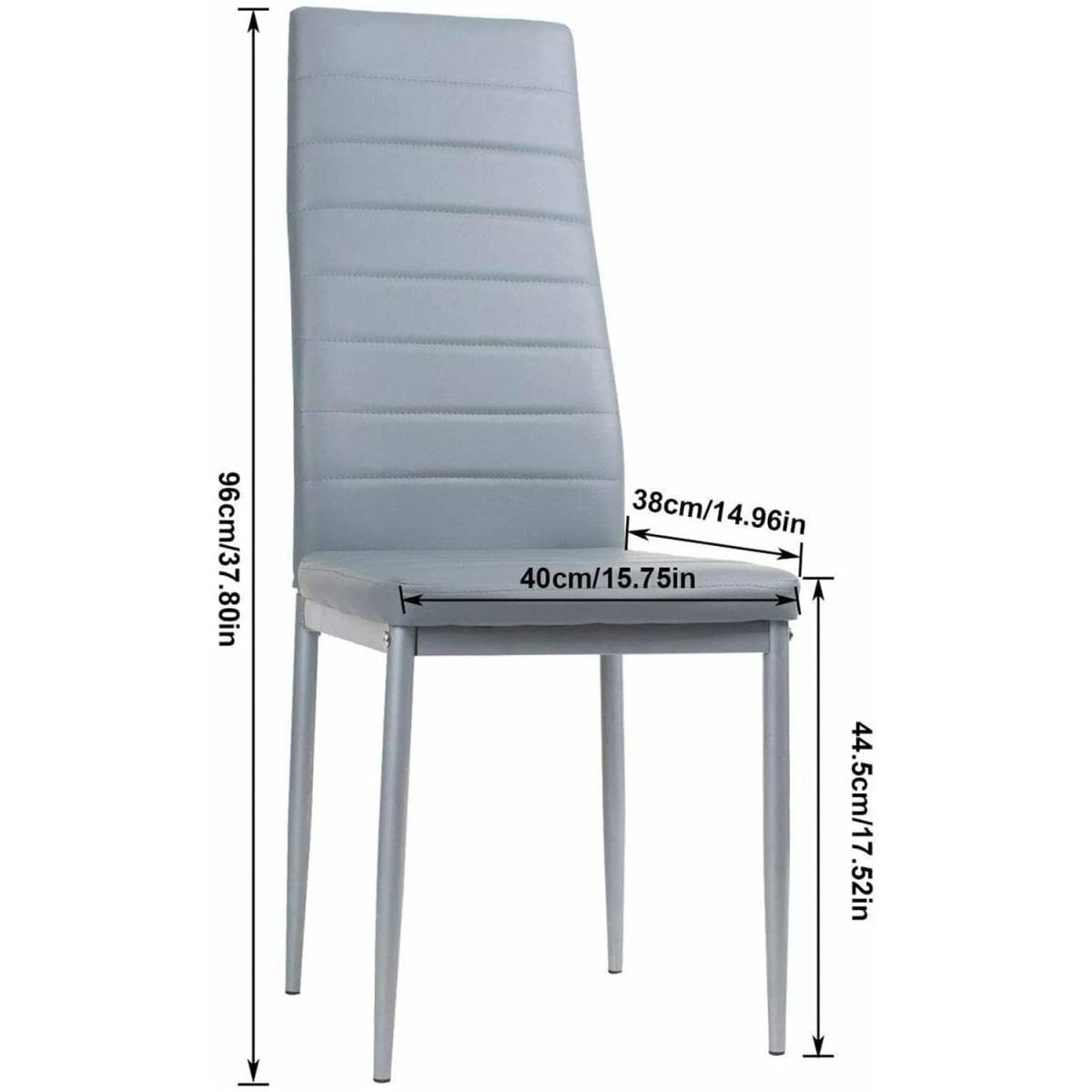 Dripex 4 White PU Leather Dining Chairs Set - Grey – image 3