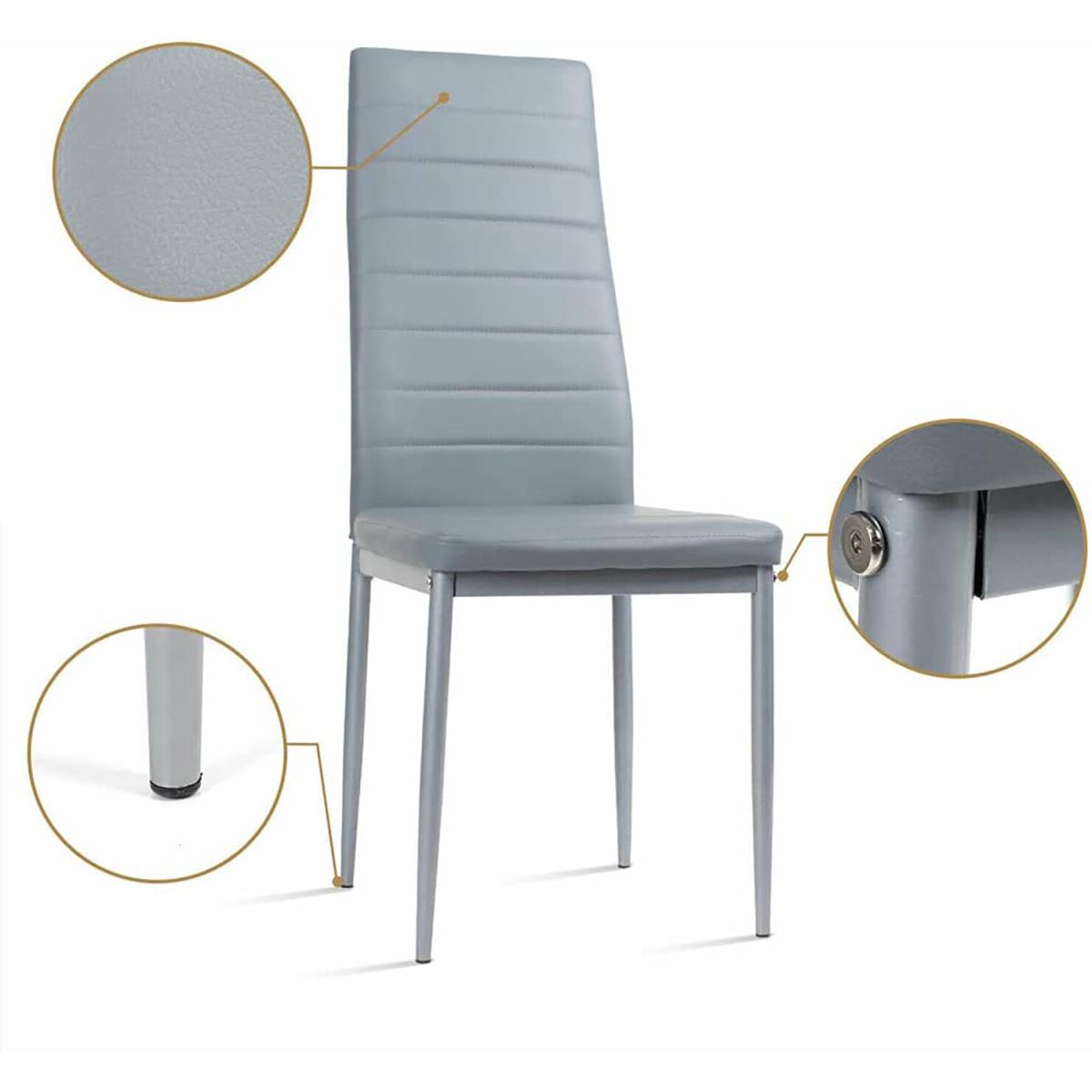Dripex 4 White PU Leather Dining Chairs Set - Grey – image 4