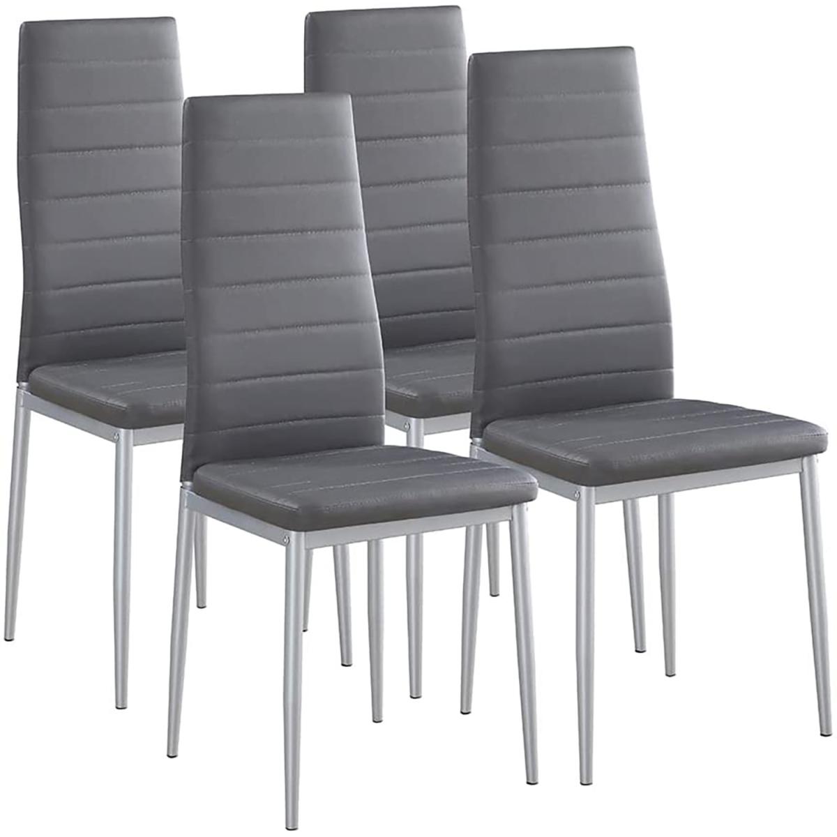 Dripex 4 White PU Leather Dining Chairs Set - Grey – image 6