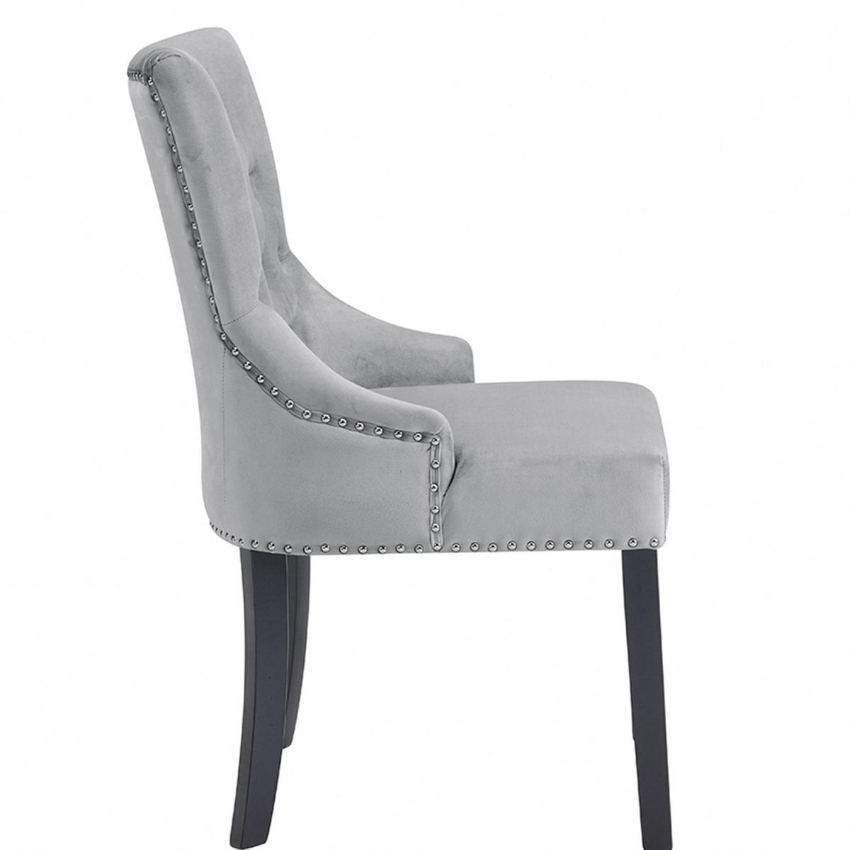 Daisy Dining Chair in Velvet Fabric - Light Grey Velvet – image 3