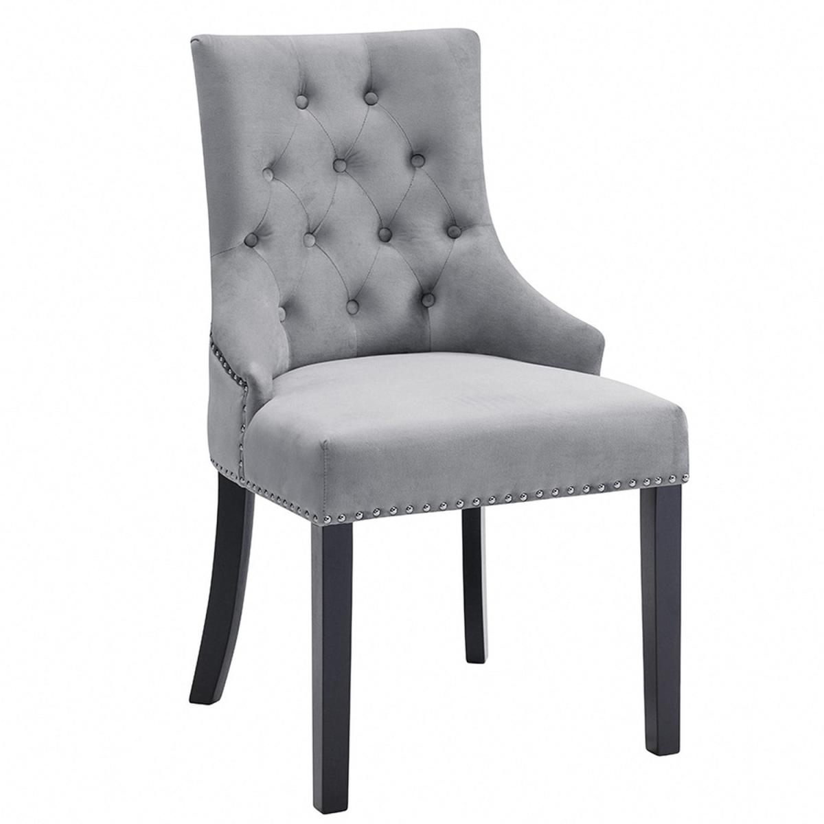 Daisy Dining Chair in Velvet Fabric - Light Grey Velvet – image 4