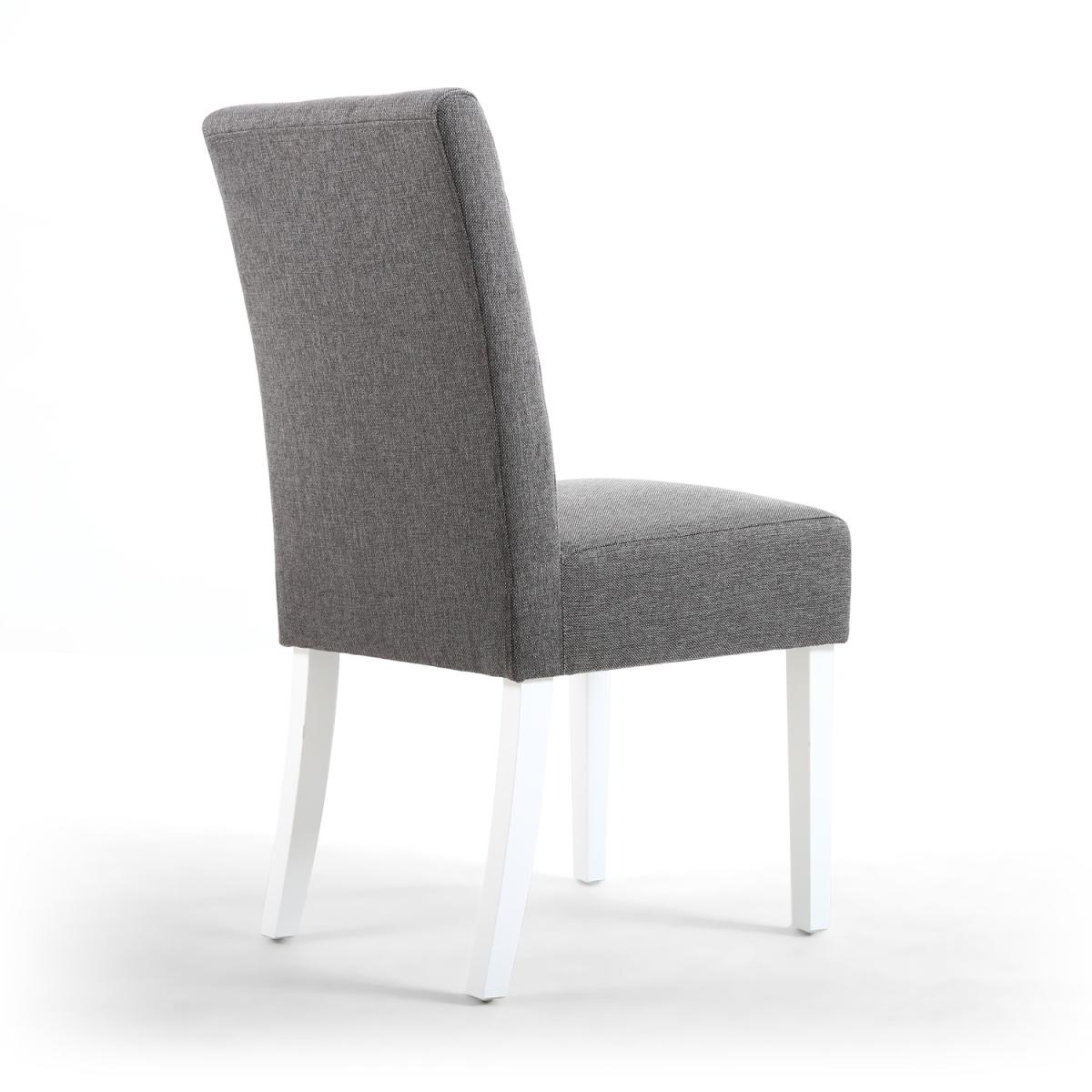 Moseley Stitched Waffle Linen Effect Steel Grey Dining Chairs - Steel Grey / White legs – image 3