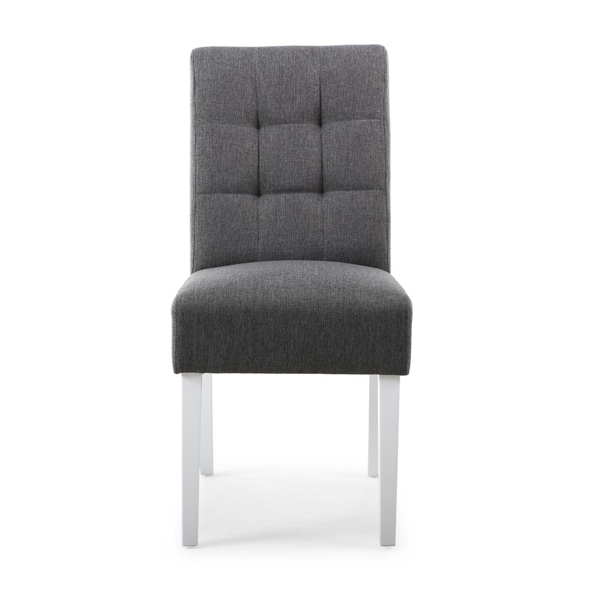 Moseley Stitched Waffle Linen Effect Steel Grey Dining Chairs - Steel Grey / White legs – image 5