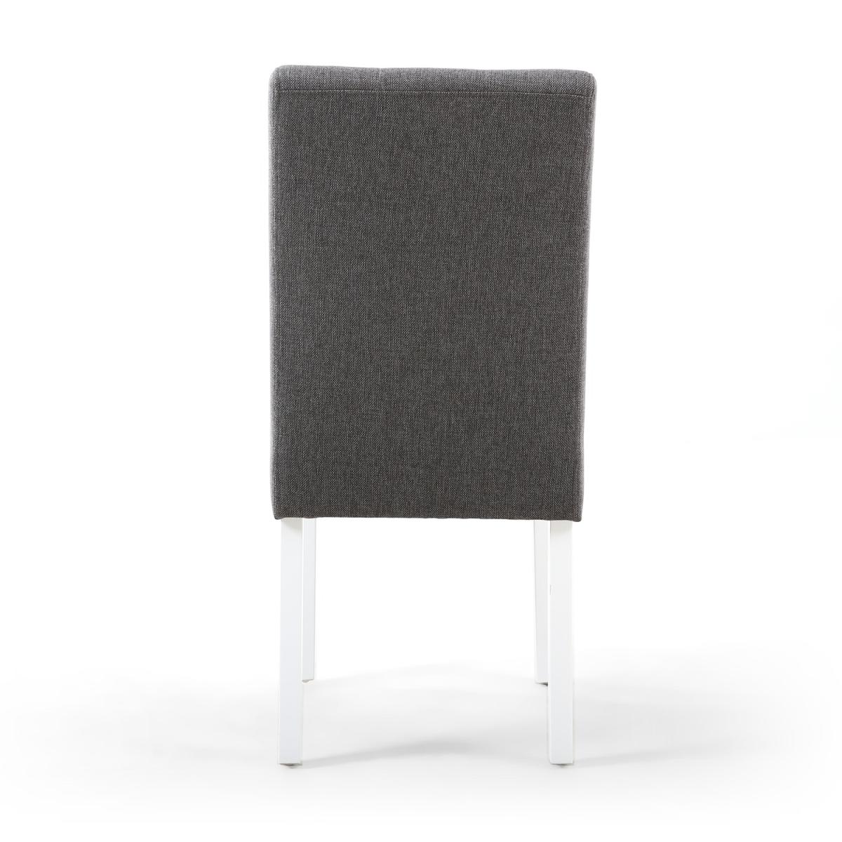 Moseley Stitched Waffle Linen Effect Steel Grey Dining Chairs - Steel Grey / White legs – image 6