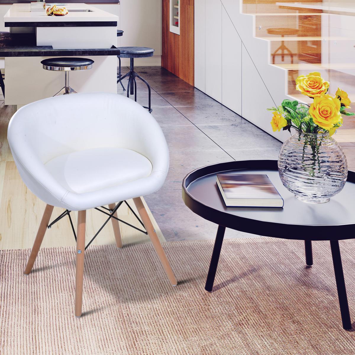 Faux Leather Modern Dining Chair - White – image 2