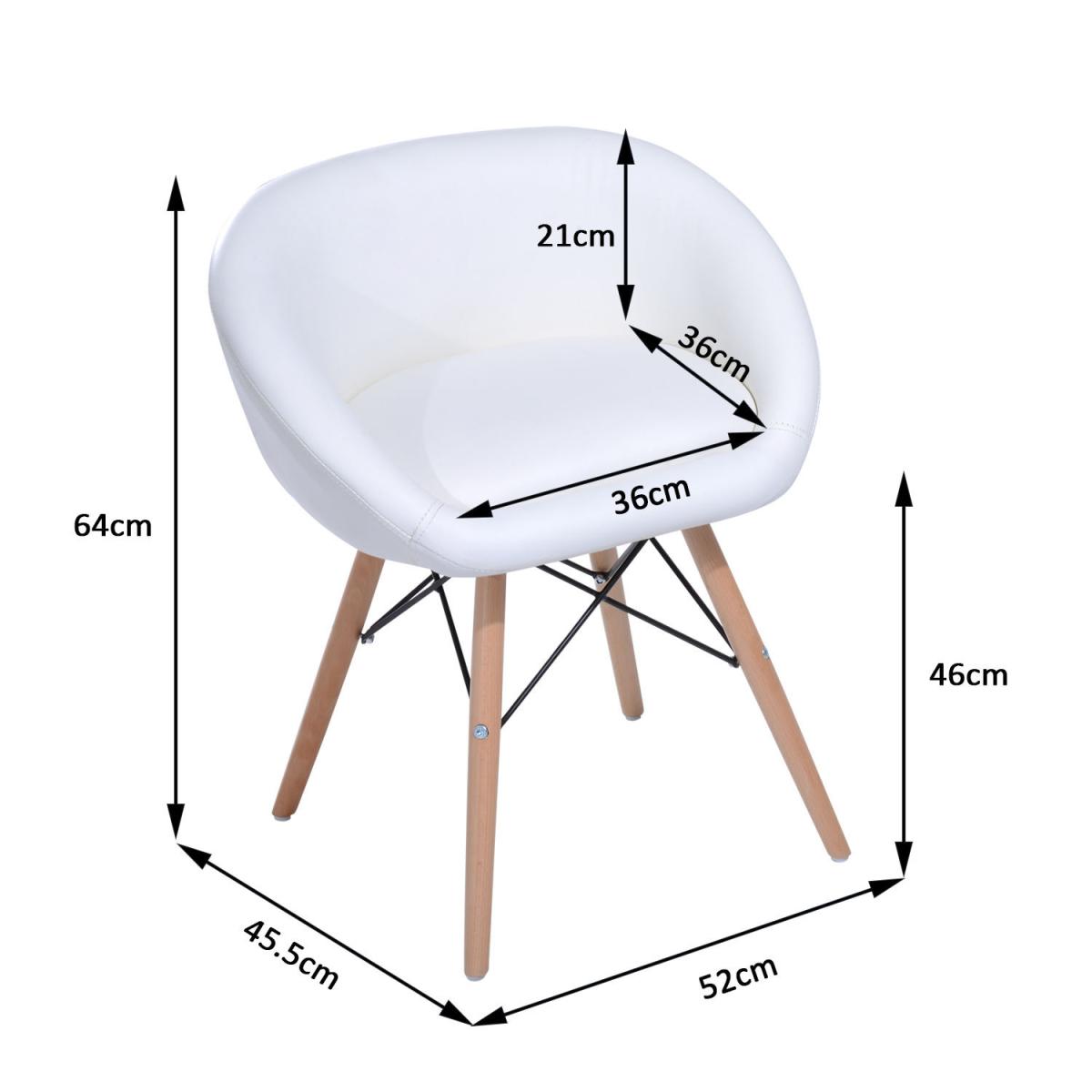 Faux Leather Modern Dining Chair - White – image 3