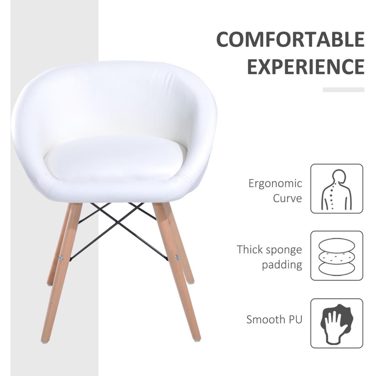 Faux Leather Modern Dining Chair - White – image 4