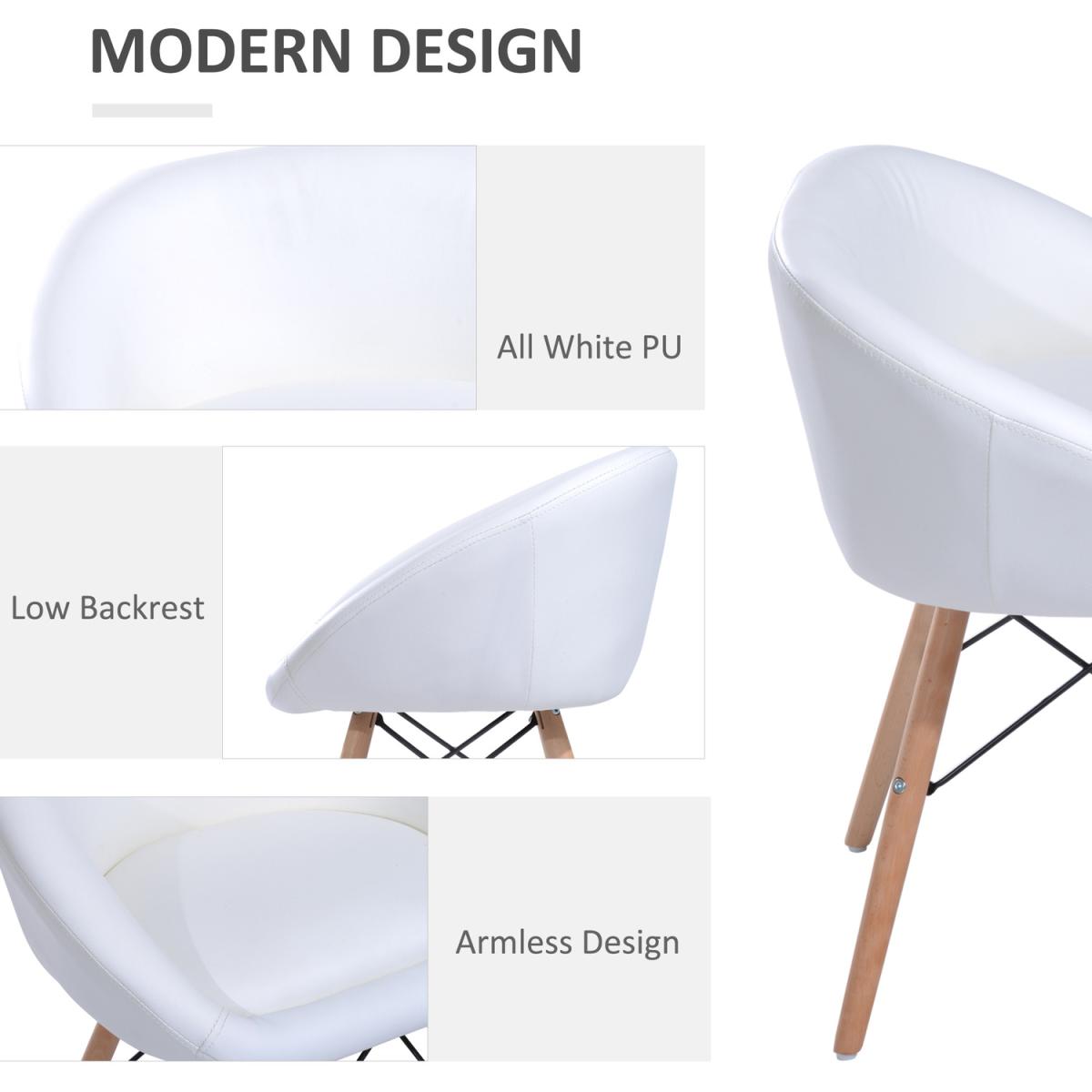 Faux Leather Modern Dining Chair - White – image 5