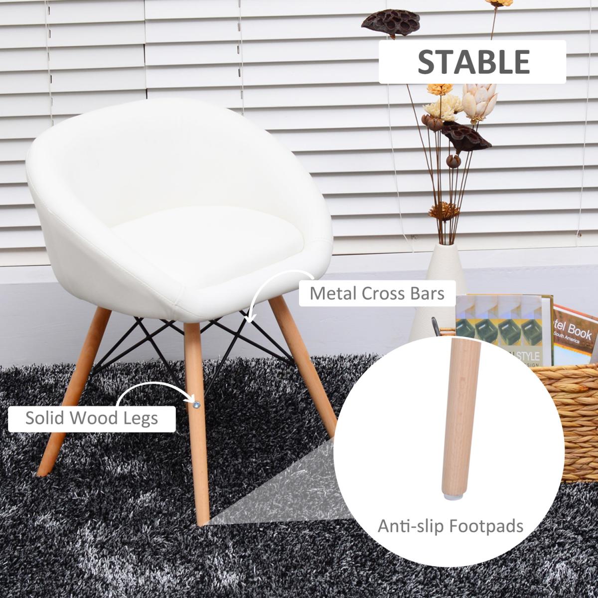 Faux Leather Modern Dining Chair - White – image 6