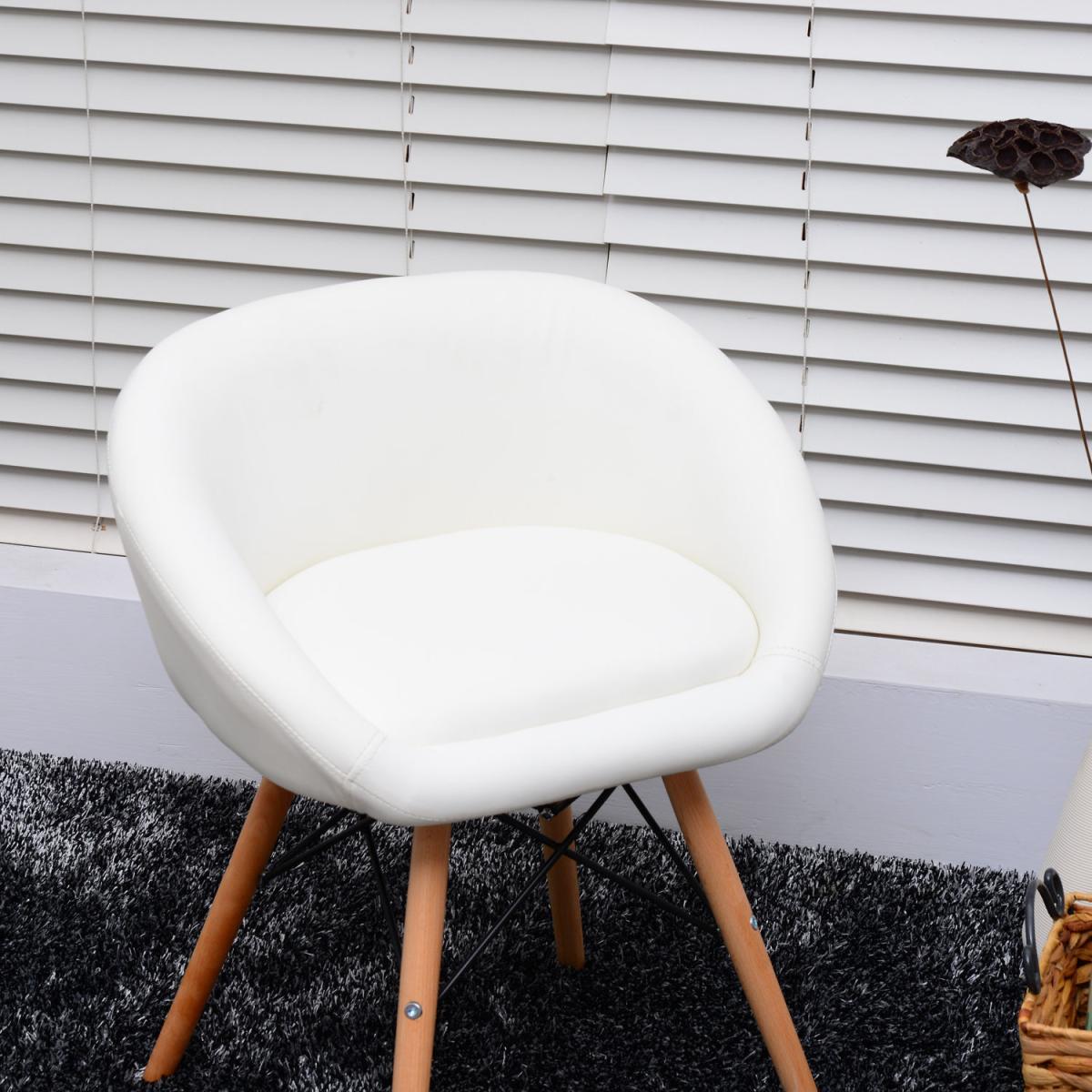 Faux Leather Modern Dining Chair - White – image 9