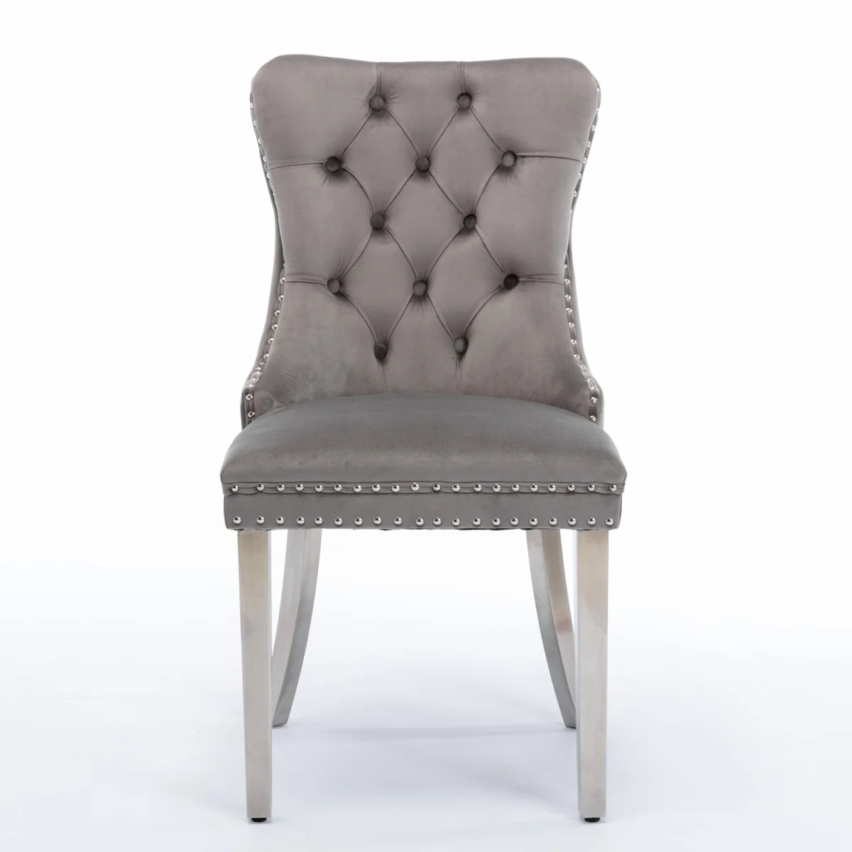 Winchester Set of 4 Velvet Upholstered Kitchen Dining Chairs with Sliver Chrome Legs - Brown – image 6