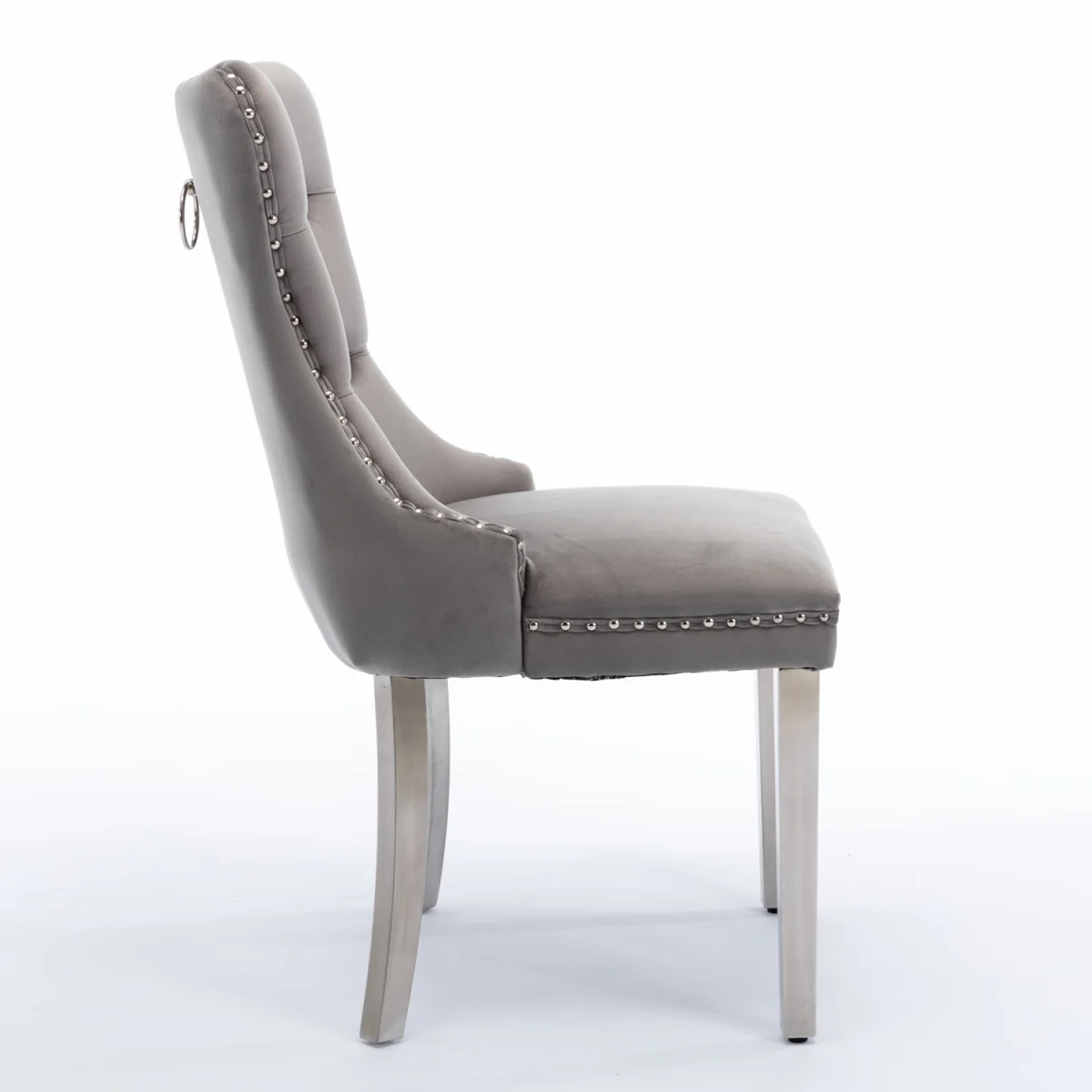 Winchester Set of 4 Velvet Upholstered Kitchen Dining Chairs with Sliver Chrome Legs - Brown – image 7