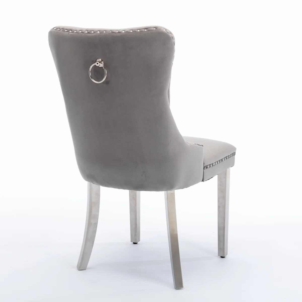 Winchester Set of 4 Velvet Upholstered Kitchen Dining Chairs with Sliver Chrome Legs - Brown – image 8