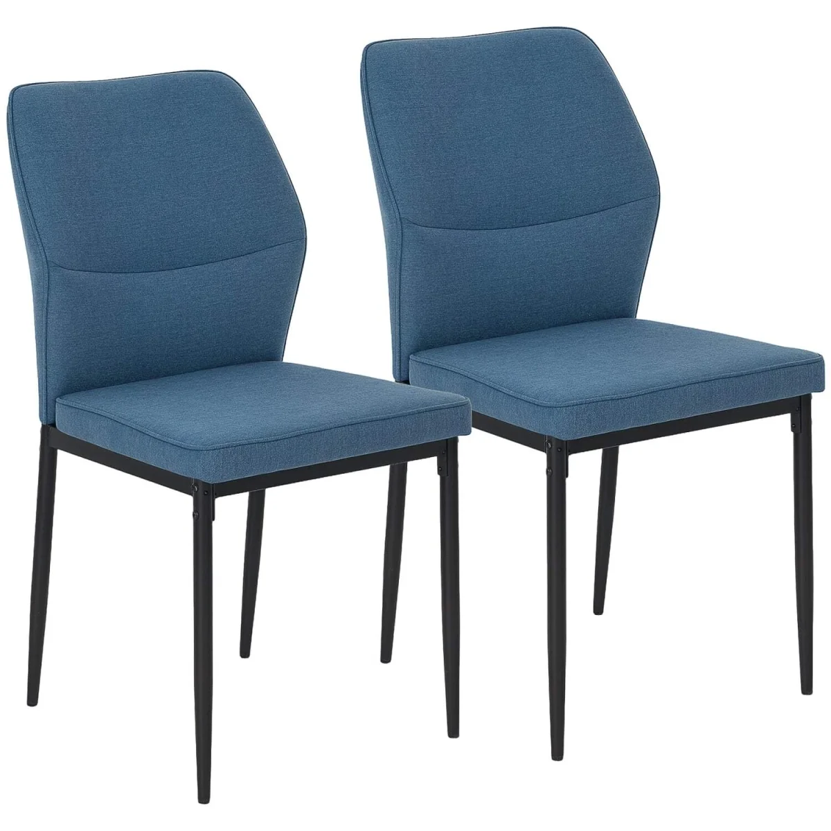 Vemiri Velvet Blue Armless Dining Chairs Set of 2 with Curved Back and Metal Legs – image 3