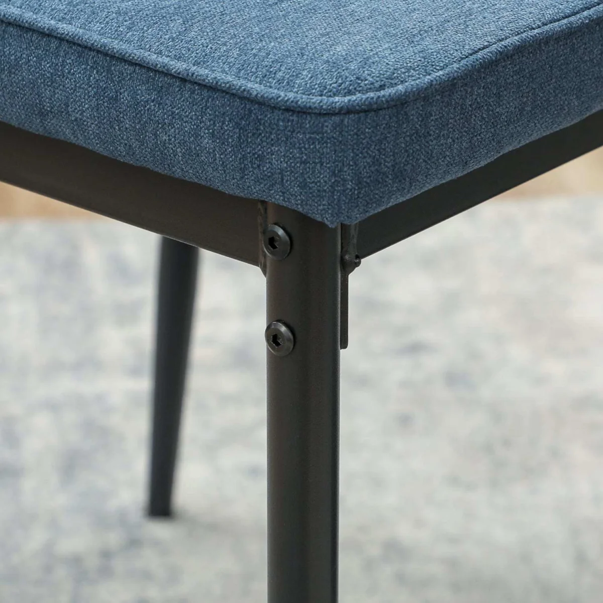 Vemiri Velvet Blue Armless Dining Chairs Set of 2 with Curved Back and Metal Legs – image 10