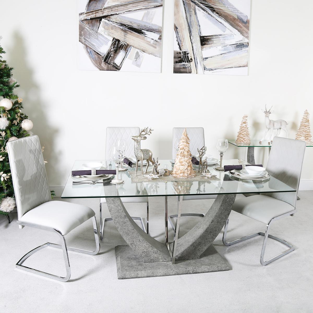 Set of 2 Light Grey Chrome Dining Chair for Dining Room Furniture - Grey – image 3