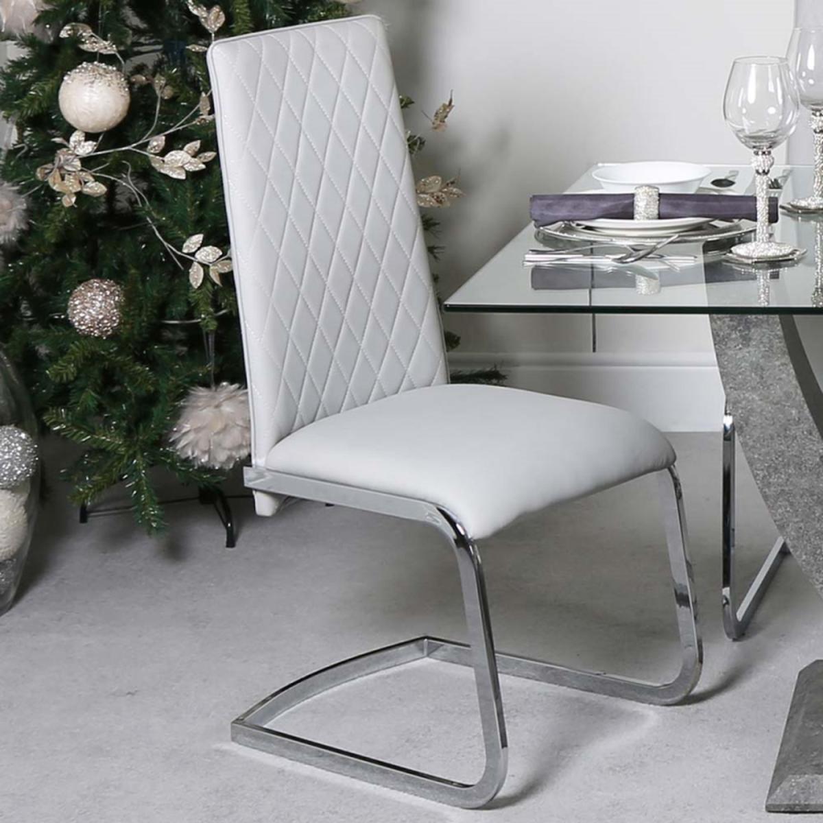 Set of 2 Light Grey Chrome Dining Chair for Dining Room Furniture - Grey – image 1