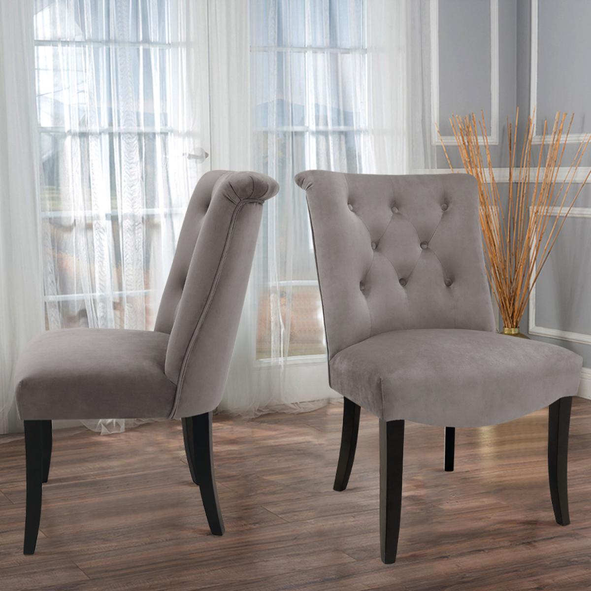 Velvet Dining Chair Sets of 2 - Grey – image 6