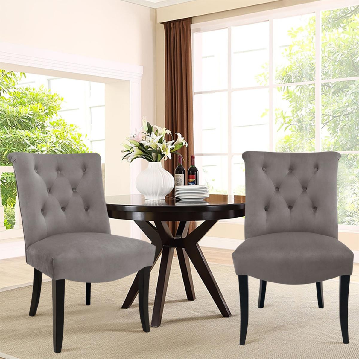 Velvet Dining Chair Sets of 2 - Grey – image 8