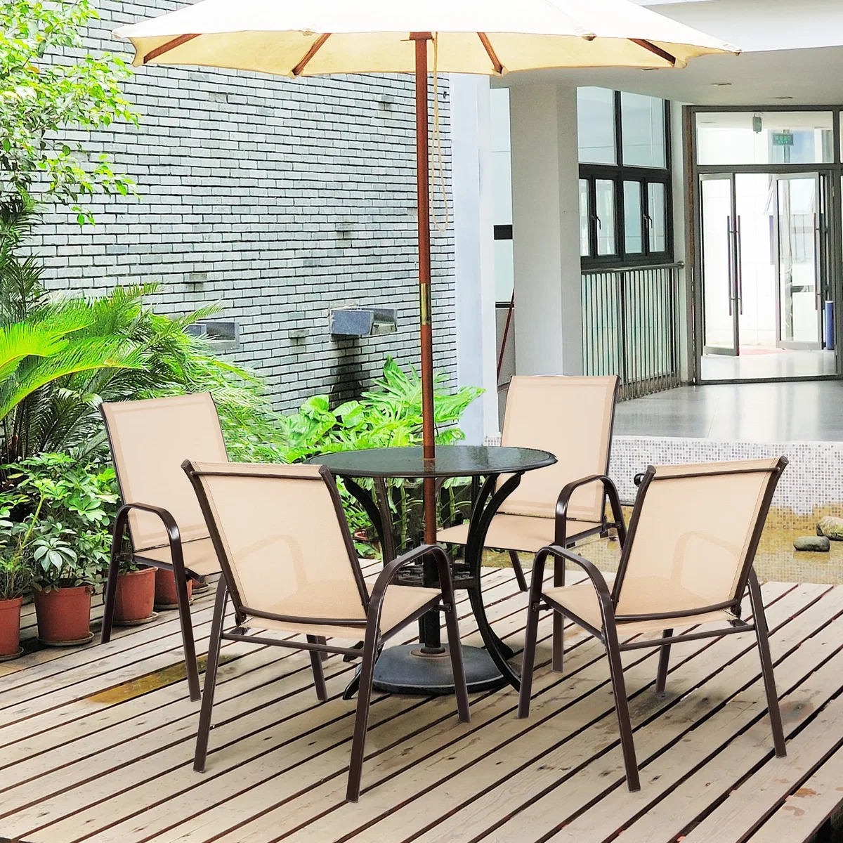 Costway Set of 2 Patio Dining Chair - Brown – image 5