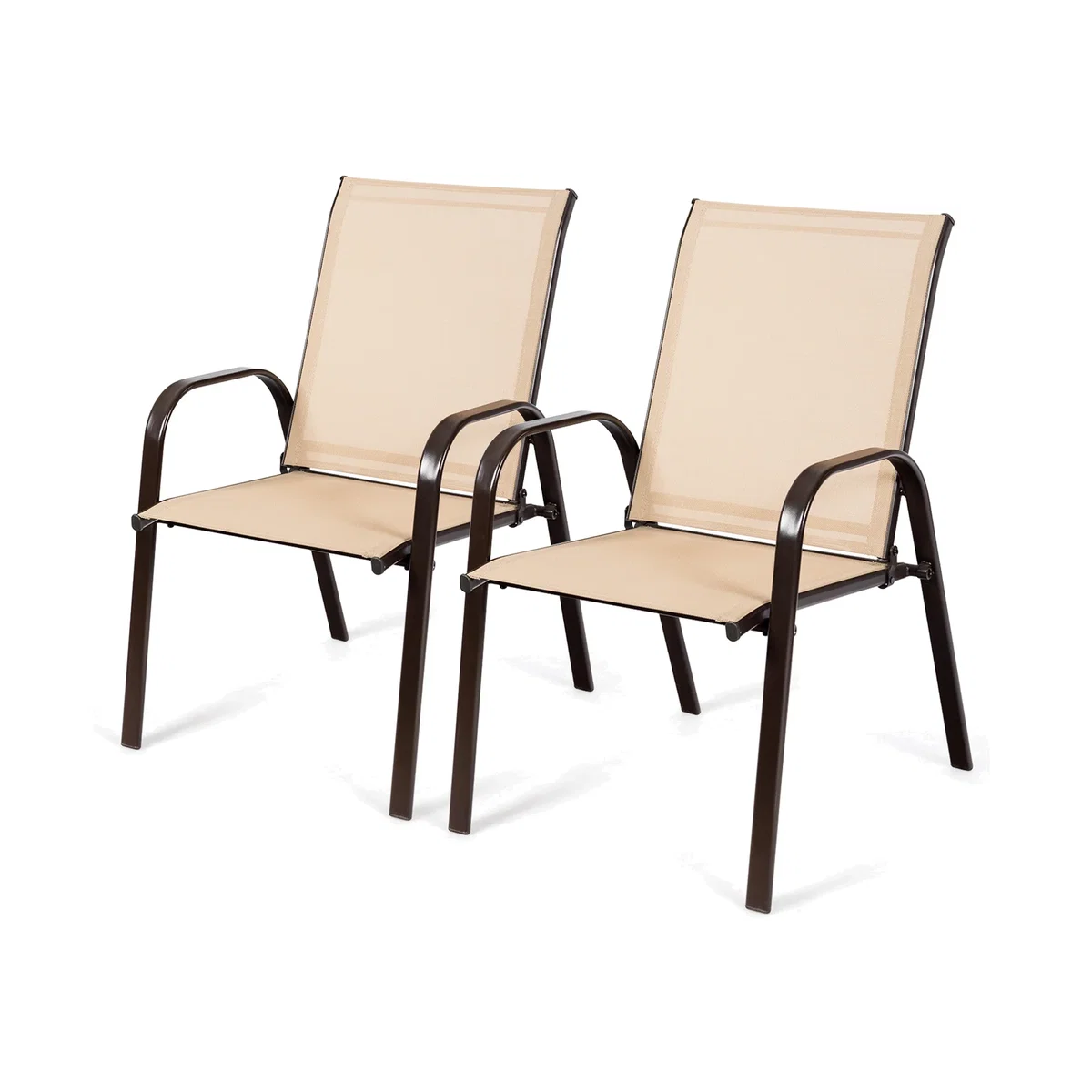 Costway Set of 2 Patio Dining Chair - Brown – image 1