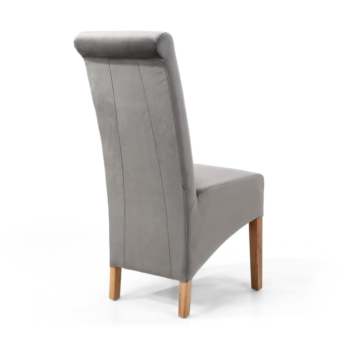 Pair Of Krista Roll Back Brushed Velvet Grey Dining Chair – image 3