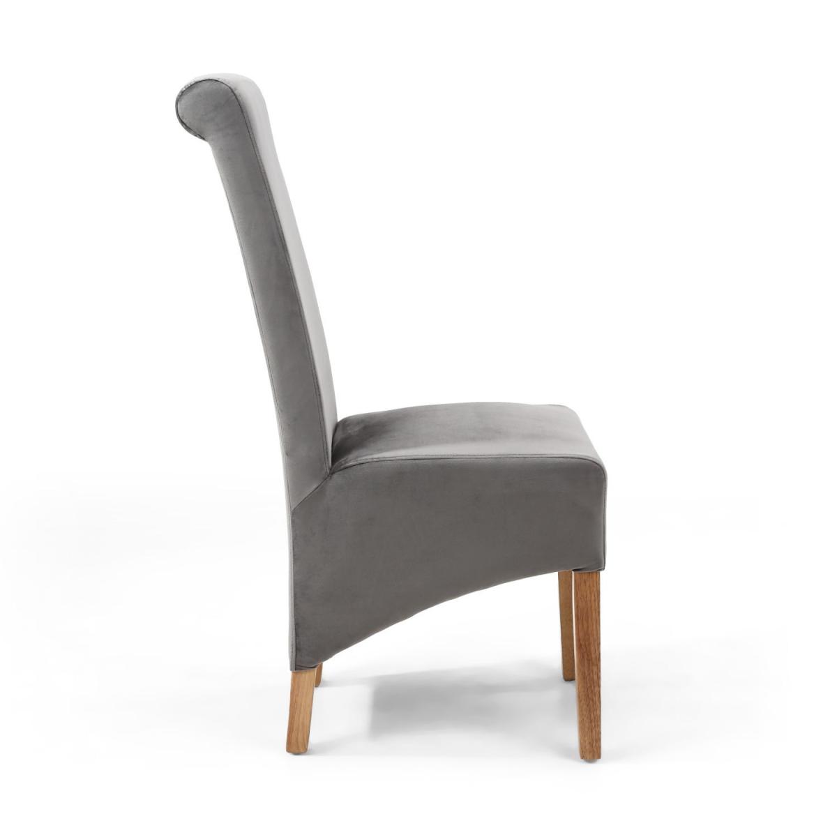 Pair Of Krista Roll Back Brushed Velvet Grey Dining Chair – image 4