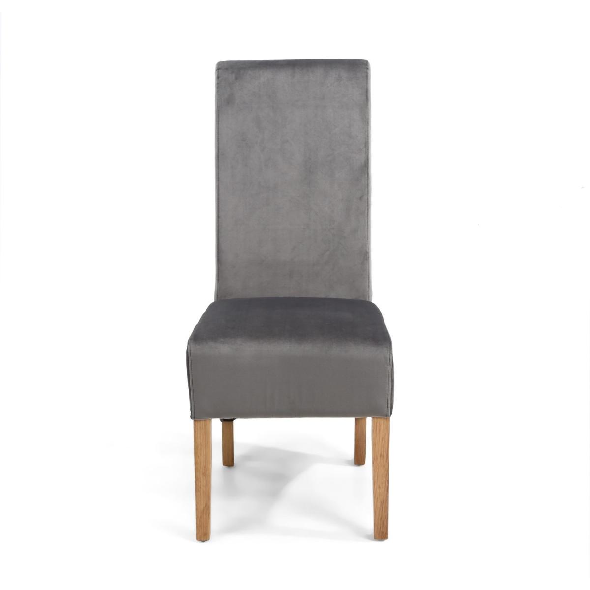 Pair Of Krista Roll Back Brushed Velvet Grey Dining Chair – image 5
