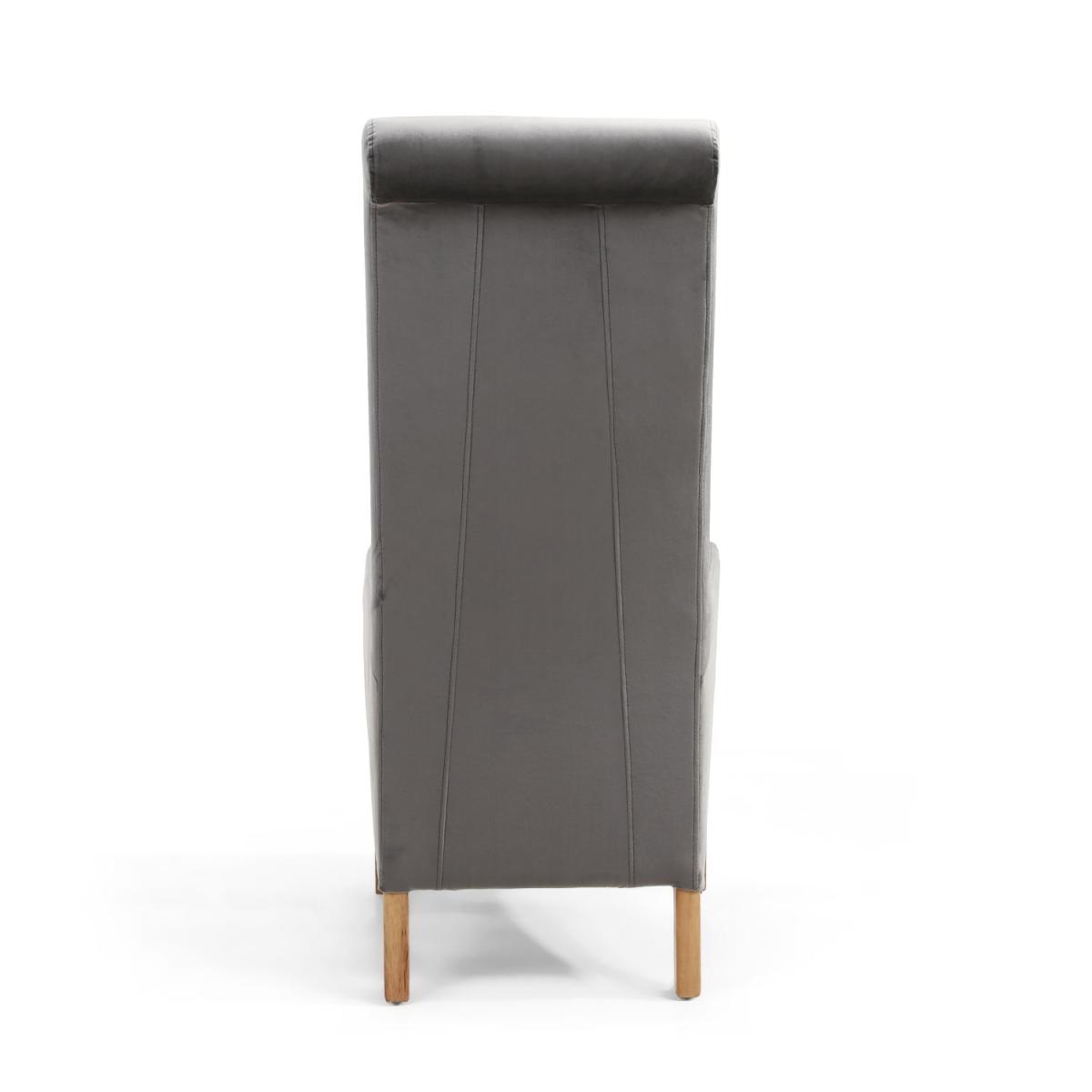 Pair Of Krista Roll Back Brushed Velvet Grey Dining Chair – image 6